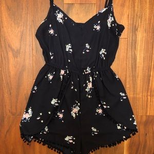 Navy Blue Floral Romper